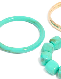 Gold & Turquoise Acrylic Bracelets 3-Pack - link has visual effect only