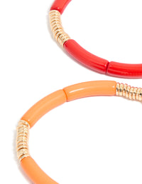 Multicoloured Acrylic With Gold Rings Bracelets 4-Pack - link has visual effect only