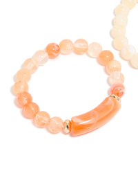 Pink & Cream Beaded Stretch Bracelets  2-Pack - link has visual effect only
