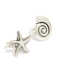 Antique Silver Sea Life Large Rings 3-Pack - link has visual effect only
