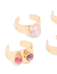 Gold Multicoloured Diamante Toe Rings 5-Pack - link has visual effect only