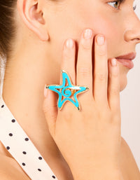 Gold Light Blue Enamel & Sea Life Rings 3-Pack - link has visual effect only