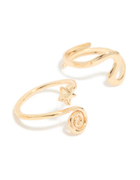 Gold Layered & Swirl Toe Rings 3-Pack - link has visual effect only