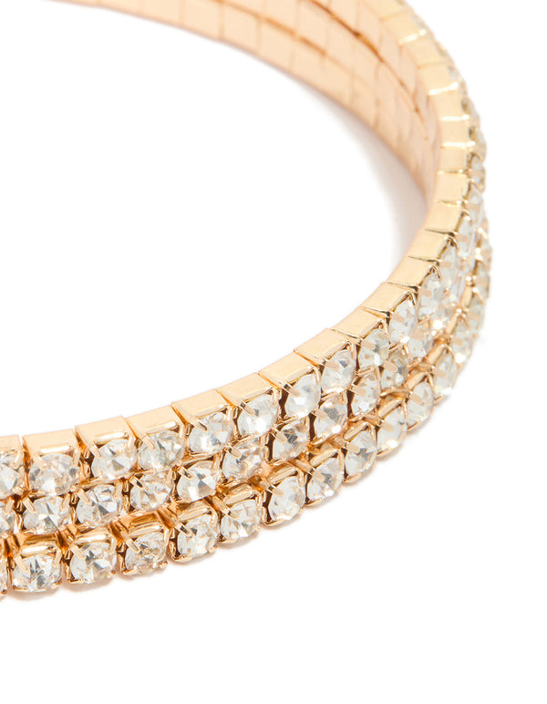 Gold Diamante Wrap Round Arm Cuff
