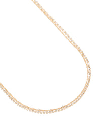 Gold Cubic Zirconia Tennis Double Layered Waist Chain - link has visual effect only