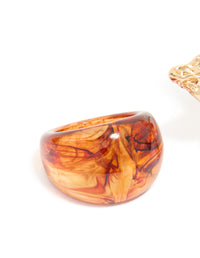 Brown Acrylic & Flower Rings 3-Pack - link has visual effect only