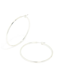 Silver Plated Large Thin Hoop Earrings - link has visual effect only