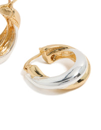 Mixed Metal Plated Crossover Hoop Earrings - link has visual effect only