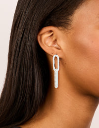 Silver Plated Double Rectangle Diamante Stud Earrings - link has visual effect only