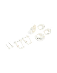 Silver Plated Chain & Huggie Earrings 4-Pack - link has visual effect only