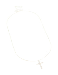 Silver Plated Diamante Cross Fine Chain Necklace - link has visual effect only