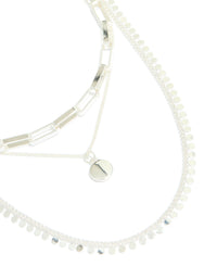 Silver Plated Disc & Chain Layered Necklace - link has visual effect only