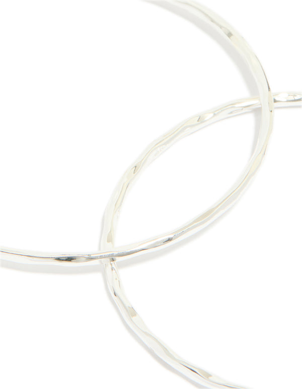 Silver Plated Textured Bangles 5-Pack