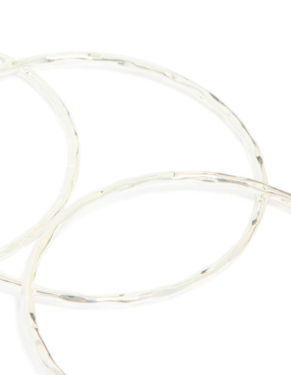 Silver Plated Textured Bangles 5-Pack
