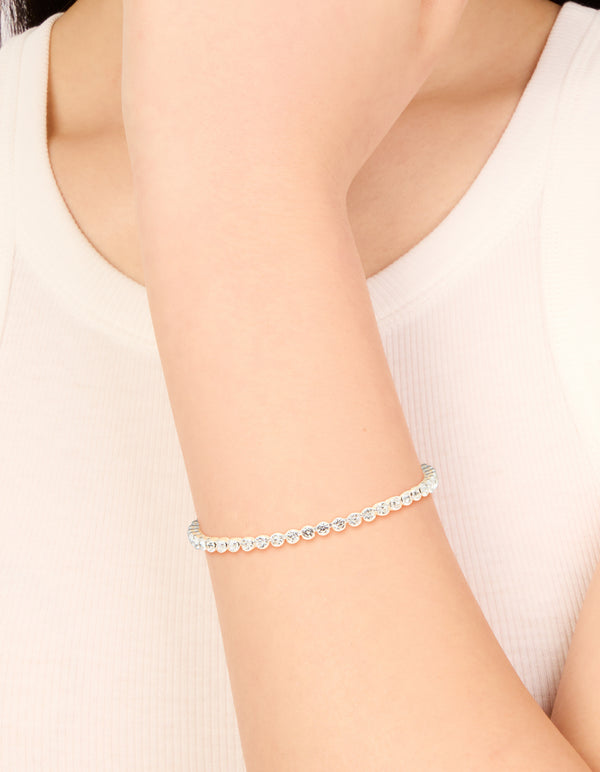Silver Plated Diamante Tennis Bracelet