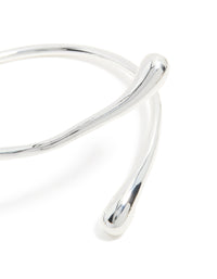Silver Plated Curved Wrap Hinged Bangle - link has visual effect only