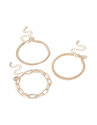 Rose Gold Mixed Chains Bracelet 3-Pack - link has visual effect only
