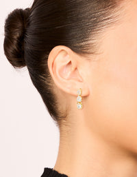 Gold Plated Mixed Cubic Zirconia Medium Drop Earrings - link has visual effect only