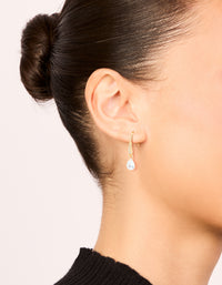Gold Plated Floating Cubic Zirconia Hook Earrings - link has visual effect only