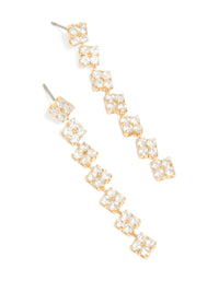 Gold Plated Cubic Zirconia Multi Flower Drop Earrings - link has visual effect only
