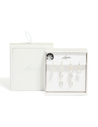 Silver Plated Cubic Zirconia Mixed Stud & Huggie Earrings 4 Pack - link has visual effect only