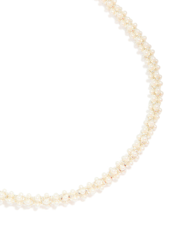 Silver Plated Pearl  Fireball Pearl Necklace
