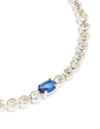 Silver Plated Sapphire Cubic Zirconia Oval Tennis Bracelet - link has visual effect only