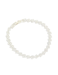 Silver Plated Cubic Zirconia Multi Flower Tennis Bracelet - link has visual effect only