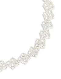 Silver Plated Cubic Zirconia Multi Flower Tennis Bracelet - link has visual effect only