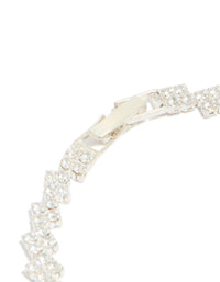 Silver Plated Cubic Zirconia Multi Flower Tennis Bracelet - link has visual effect only
