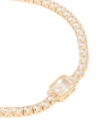 Gold Plated Cubic Zirconia Rectangle Tennis Bracelet - link has visual effect only