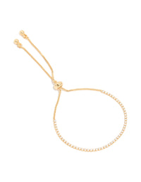 Gold Plated Cubic Zirconia Mini Tennis Toggle Bracelet - link has visual effect only