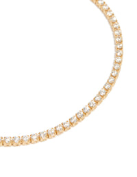 Gold Plated Cubic Zirconia Mini Tennis Toggle Bracelet - link has visual effect only