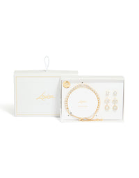 Gold Plated Cubic Zirconia Mixed Stud Earrings & Bracelet Set - link has visual effect only