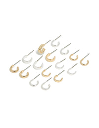 Mixed Metal Plain Open Hoop Earrings 8-Pack - link has visual effect only