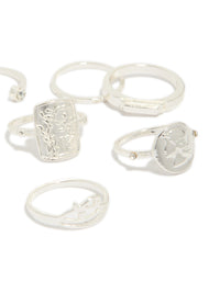 Silver Roman Numeral & Diamante Rings 9-Pack - link has visual effect only