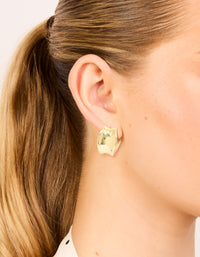 Gold Plated Organic Thick Huggie Earrings - link has visual effect only