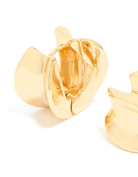 Gold Plated Organic Thick Huggie Earrings - link has visual effect only