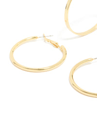 Gold Plated Thick Flat Hoop Earrings 2-Pack - link has visual effect only