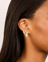 Gold Plated Thick Hoop Earrings 3-Pack - link has visual effect only