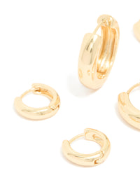 Gold Plated Thick Hoop Earrings 3-Pack - link has visual effect only