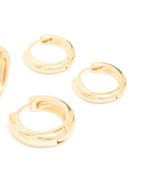 Gold Plated Thick Hoop Earrings 3-Pack - link has visual effect only