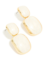 Gold Plated Cream Enamel Statement Drop Earrings - link has visual effect only