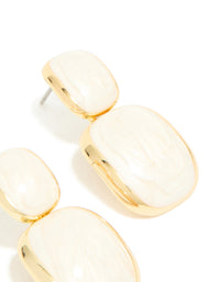 Gold Plated Cream Enamel Statement Drop Earrings - link has visual effect only