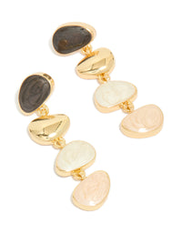 Gold Plated Pink & Cream Stone Statement Drop Earrings - link has visual effect only