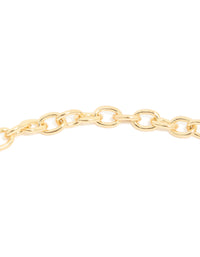 Featuring a gold plated heart charm necklace close up view - link has visual effect only