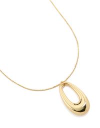 Discover this gold plated modern organic pendant statement necklace close up view - link has visual effect only