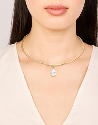 Gold Plated Cubic Zirconia Teardrop Torque Necklace - link has visual effect only