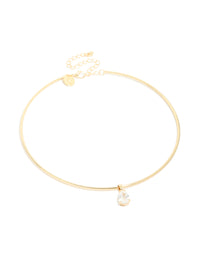 Gold Plated Cubic Zirconia Teardrop Torque Necklace - link has visual effect only