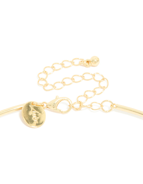 Gold Plated Cubic Zirconia Teardrop Torque Necklace